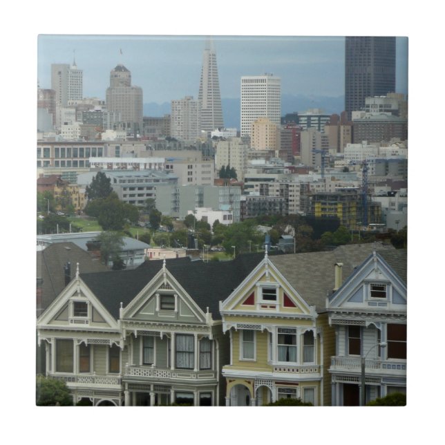 San Francisco Postcard Row City Scene Photography Tile (Front)