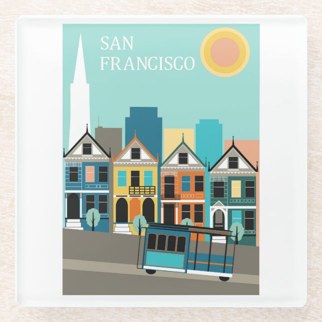 San Francisco Pretty Art Glass Coaster (Front)
