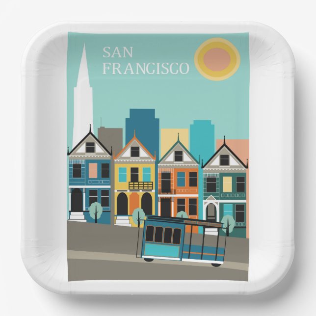 San Francisco Pretty Art Paper Plate (Front)