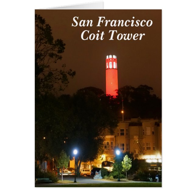 San Francisco Red Coit Tower Card (Front)