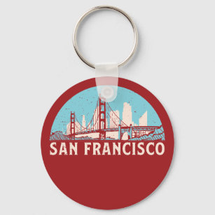 San Francisco Retro City Skyline Vintage Cityscape Key Ring