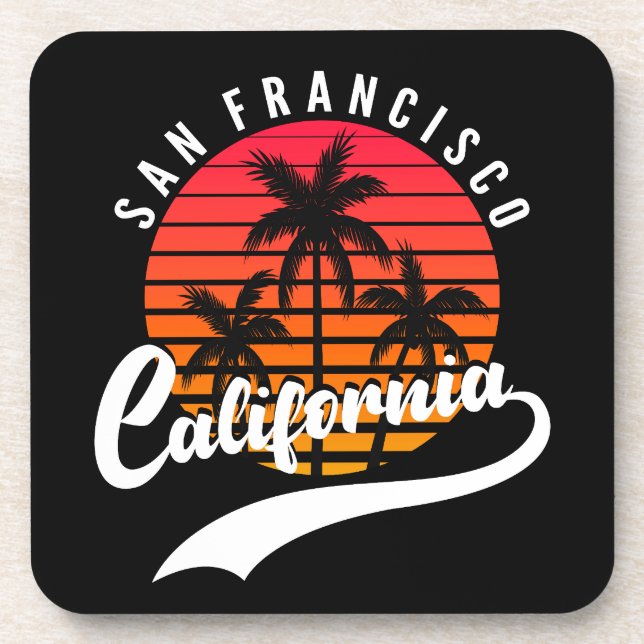 San Francisco Retro Sunset Beverage Coaster (Front)