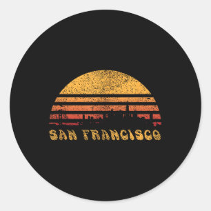San Francisco Retro Sunset Shirt Cool Vintage Vaca Classic Round Sticker