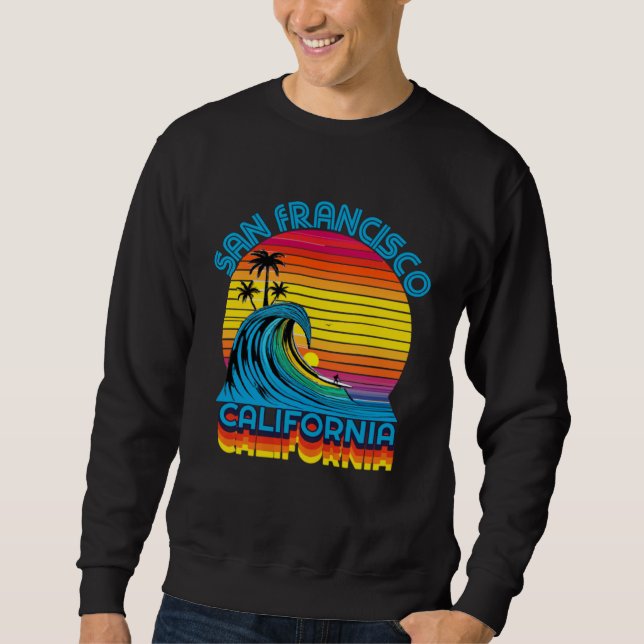 San Francisco Retro Throwback Surf & Beach Souveni Sweatshirt (Front)