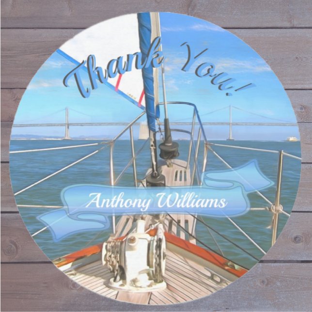 San Francisco Sailing Thank You 0869 Classic Round Sticker (Creator Uploaded)