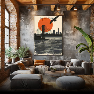 San Francisco Silhouettes - Golden Gate Reflection Poster