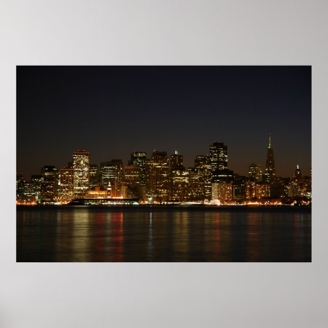 San Francisco Skyline at Night Poster (Front)