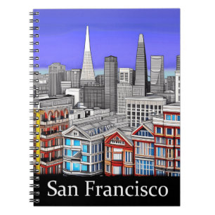 San Francisco Skyline Coloured Line Art   Notebook