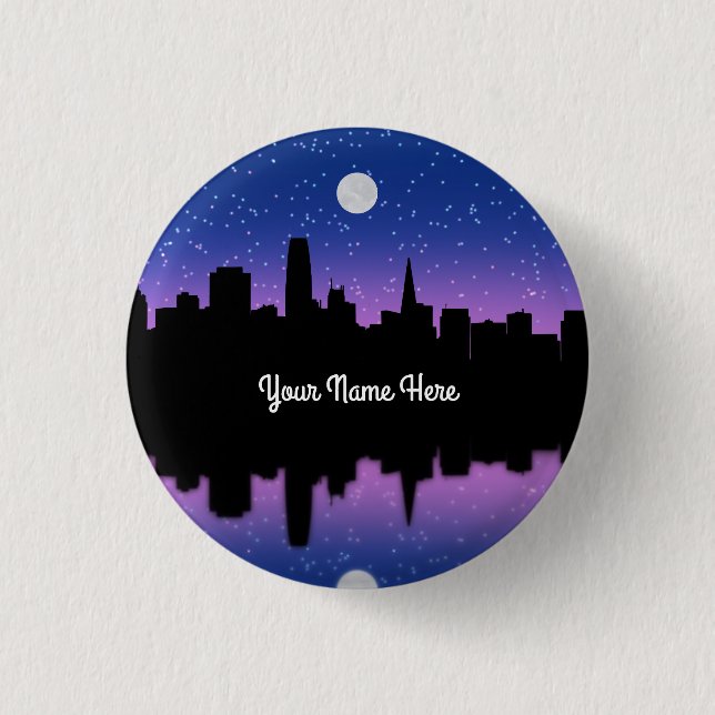 San Francisco Skyline Drawing #1 Button (Front)