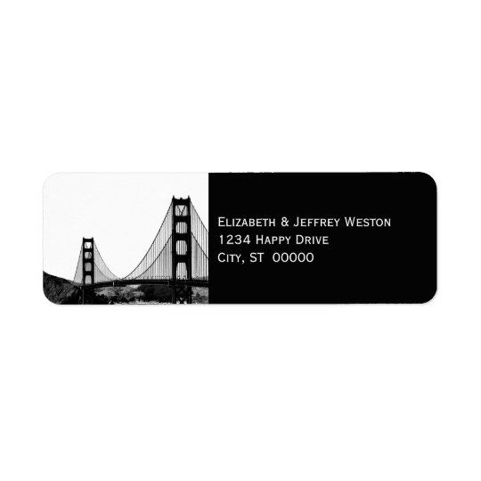 San Francisco Skyline Etched Look Address Label