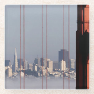 San Francisco Skyline from Golden Gate Bridge. Glass Coaster