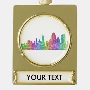 San Francisco skyline Gold Plated Banner Ornament