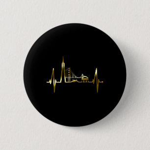 San Francisco Skyline Heartbeat California Usa San 6 Cm Round Badge