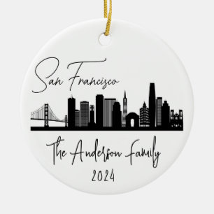 San Francisco Skyline Ornament, San Francisco Tree Ceramic Ornament