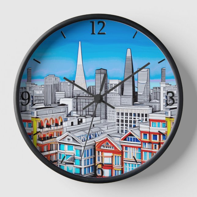 San Francisco Skyline Poster Art  Clock (Front)