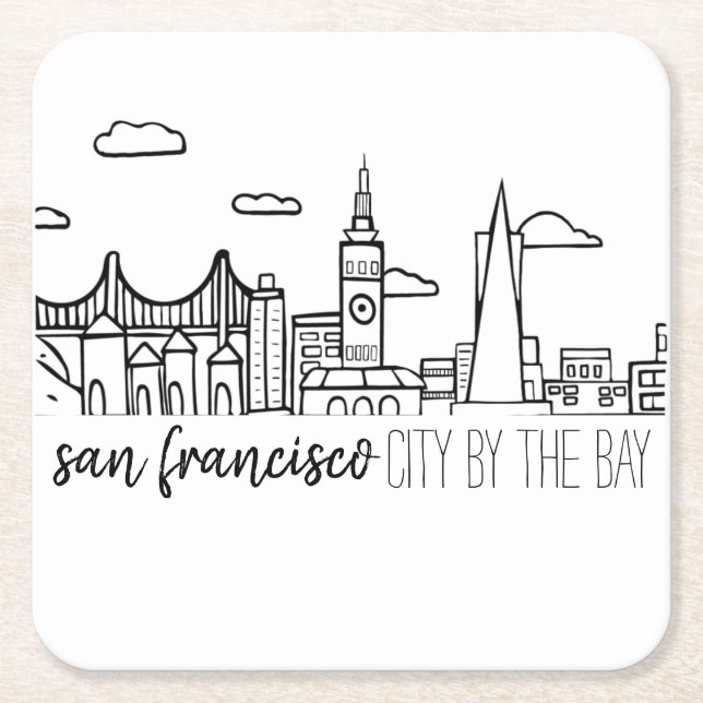 San Francisco Skyline Square Paper Coaster (Front)