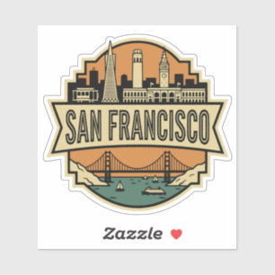 San Francisco Skyline Vintage Retro Travel Badge