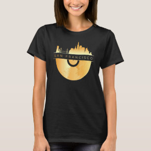 San Francisco Skyline Vinyl Record California T-Shirt