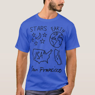 San Francisco Stars Earth USA CA Black T-Shirt