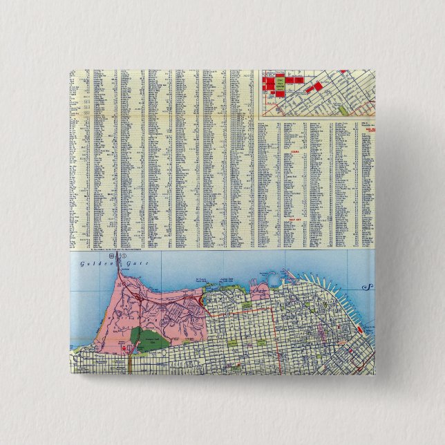 San Francisco Street Map 15 Cm Square Badge (Front)