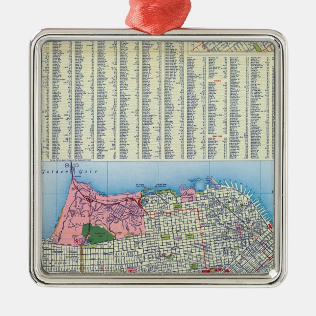 San Francisco Street Map Metal Tree Decoration (Front)