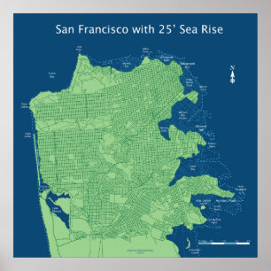 San Francisco Streets with 25ft Sea Level Rise Poster