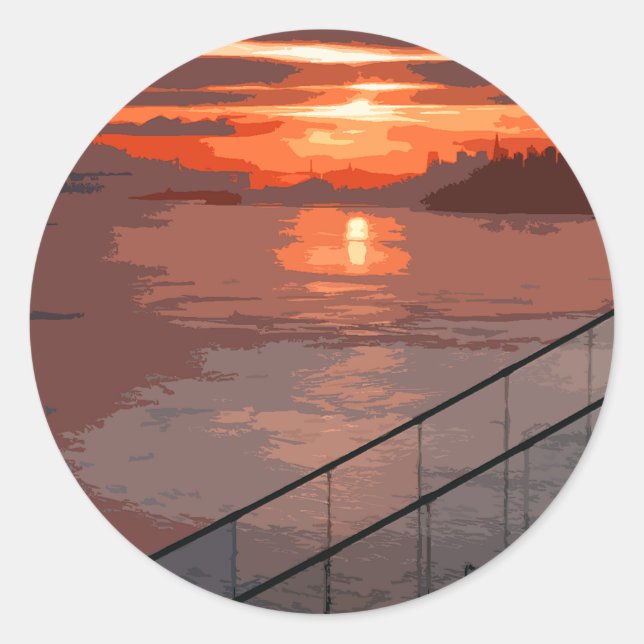 San Francisco Sunrise Retro Classic Round Sticker (Front)