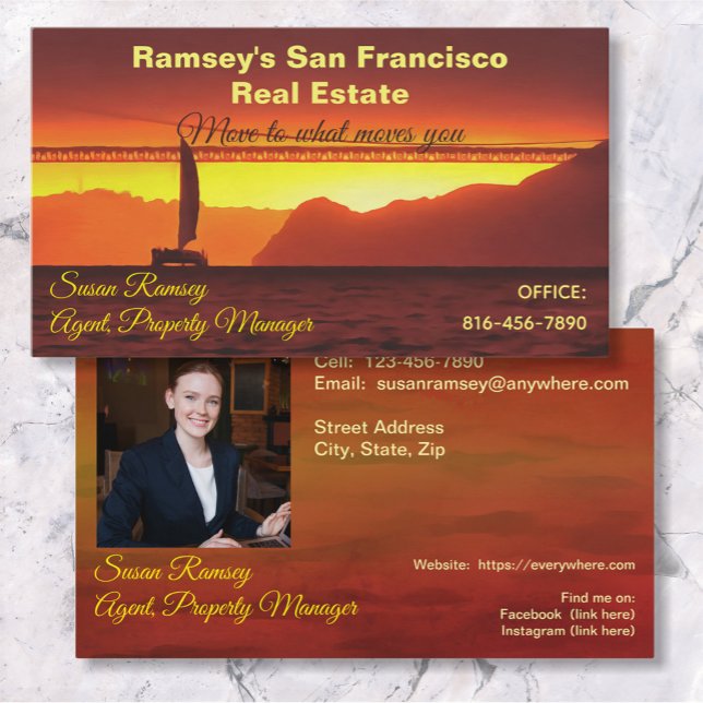 San Francisco Sunset Real Estate 1124 Business Card (Creator Uploaded)