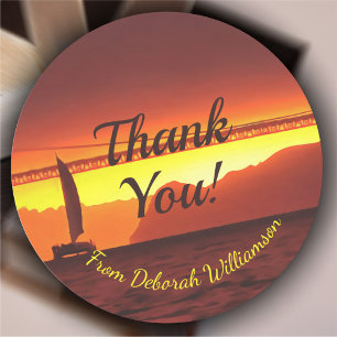 San Francisco Sunset Thank You 1124 Classic Round Sticker