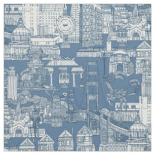 San Francisco toile cobalt denim Fabric