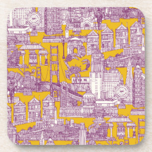 San Francisco toile purple yellow Coaster