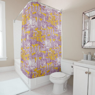 San Francisco toile purple yellow Shower Curtain