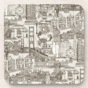 San Francisco toile tea brown strong white Coaster