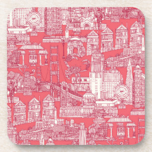 San Francisco toile viva magenta rose pink Coaster