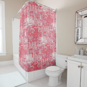 San Francisco toile viva magenta rose pink Shower Curtain