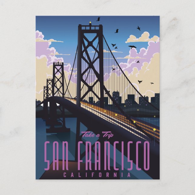 San Francisco Travel poster Announcement Postcard (Front)