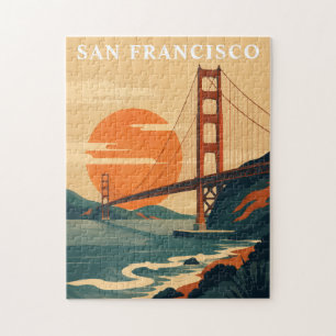 San Francisco Travel Vintage Golden Gate Bridge Jigsaw Puzzle