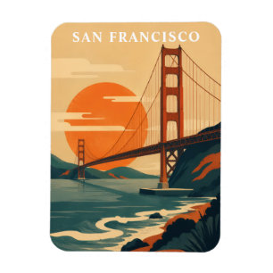 San Francisco Travel Vintage Golden Gate Bridge Magnet