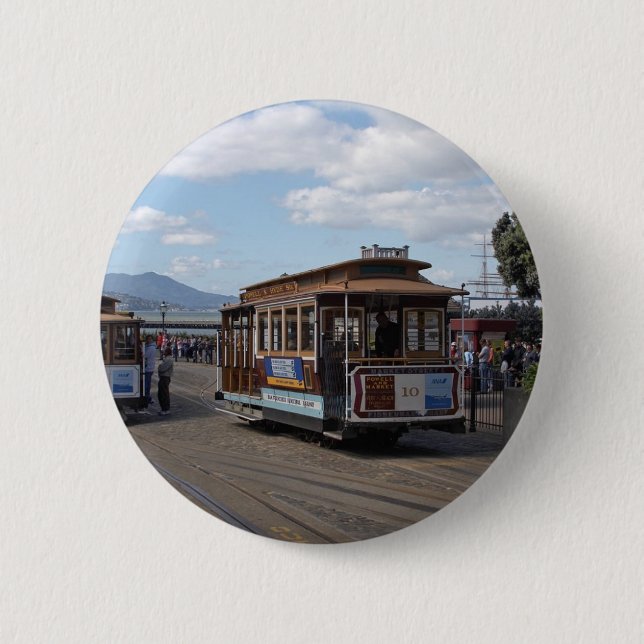 San Francisco Trolley Cars 6 Cm Round Badge (Front)