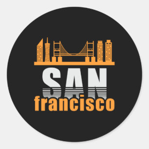 San Francisco USA City Cityscape Skyline Gift Idea Classic Round Sticker