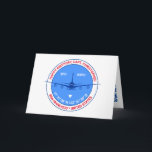 San Francisco, USA, Customisable, Funny Birthday Card<br><div class="desc">A unique, funny, and festive birthday card with the theme of travelling around the world by air. A dark blue passenger airliner against the background of the blue disc in the centre of the design. The blue disc imitates a flight instrument. A white mark under the aircraft points to the...</div>