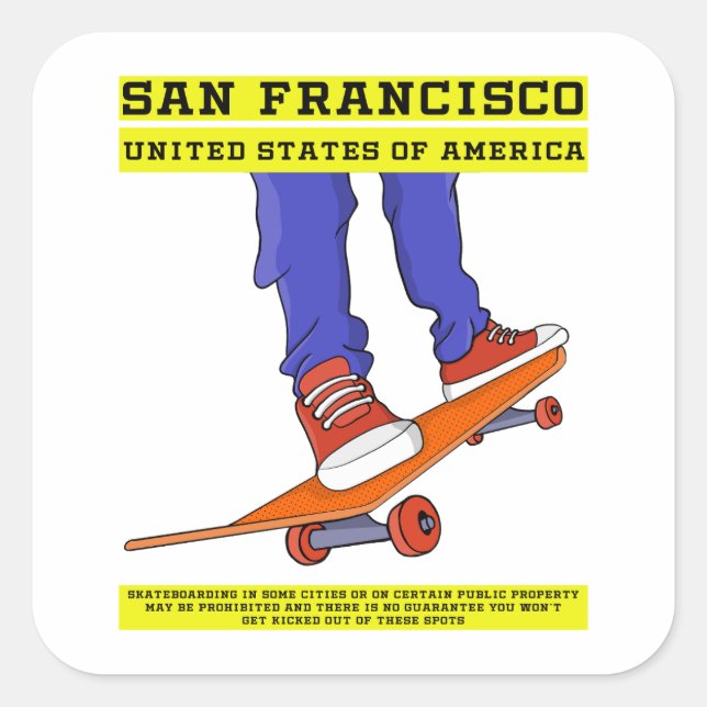 San Francisco, USA Skate Square Sticker (Front)