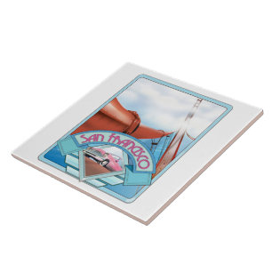 San Francisco, USA, travel poster Ceramic Tile