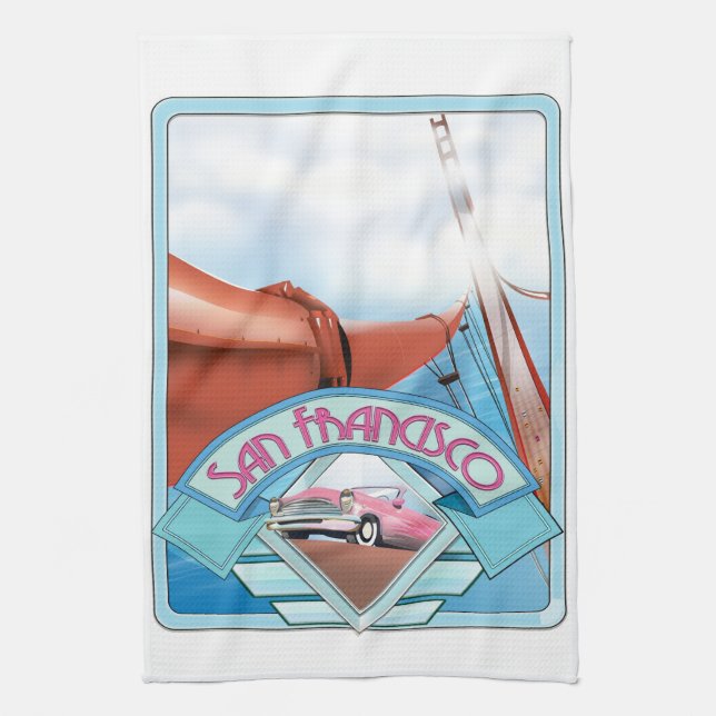 San Francisco, USA, travel poster Tea Towel (Vertical)