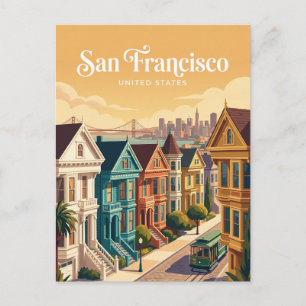 San Francisco Victorian Houses California Postcard