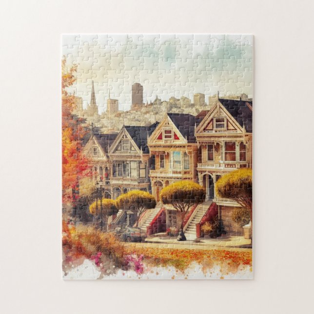 San Francisco Victorian Row Houses in Autumn  Jigsaw Puzzle (Vertical)