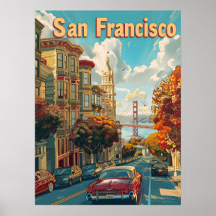 San Francisco Vintage Car Poster