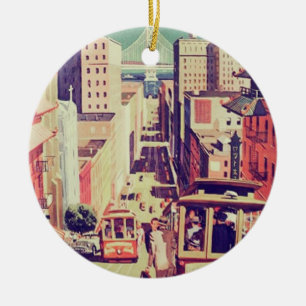 San Francisco vintage postcard Ceramic Tree Decoration