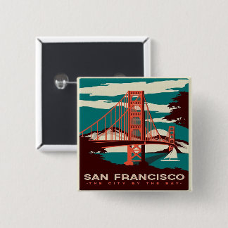 San Francisco Vintage Style Golden Gate Bridge  15 Cm Square Badge