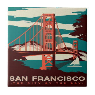 San Francisco Vintage Style Golden Gate Bridge   Ceramic Tile